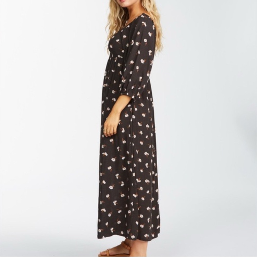 Billabong Swept Away Midi Dress (Off Black) Floral Black Maxi Dress